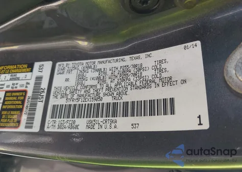 2014 Toyota Tundra Double Cab Sr/Double Cab Sr5 from USA, damaged, VIN 5TFRY5F12EX159050